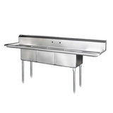 Blue Air BS3-24-14/2D - Sink, 3-compartments, 24" Right & Left Drainboard