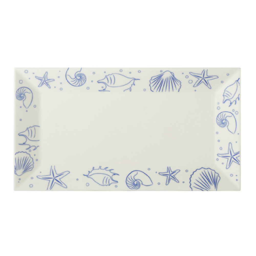 CAC China ATC-RT51-AW Atlantic Seashell Platter 14-1/2"L X 8-1/4"W X 1-1/4"H Rectangular