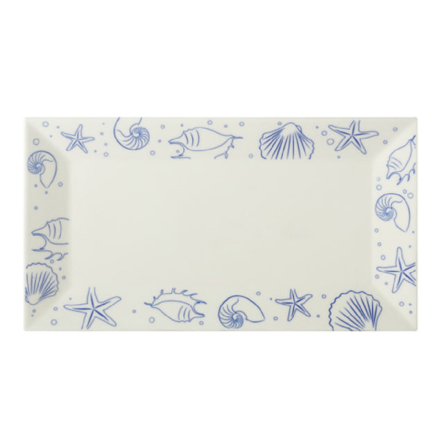CAC China ATC-RT51-AW Atlantic Seashell Platter 14-1/2"L X 8-1/4"W X 1-1/4"H Rectangular