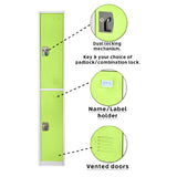 Alpine Industries ADI629-202-GRN Storage Locker 72" H X 12" W Double-compartment
