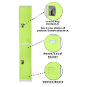 Alpine Industries ADI629-202-GRN Storage Locker 72" H X 12" W Double-compartment