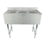 Empura EB3B101410 - Underbar Sink, 38"W X 18"D X 33.5"H Overall Size, 3-compartment