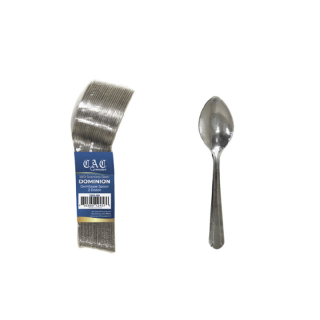CAC China 1201-09 Dominion Demitasse Spoon 4-5/8" 18/0 Stainless Steel