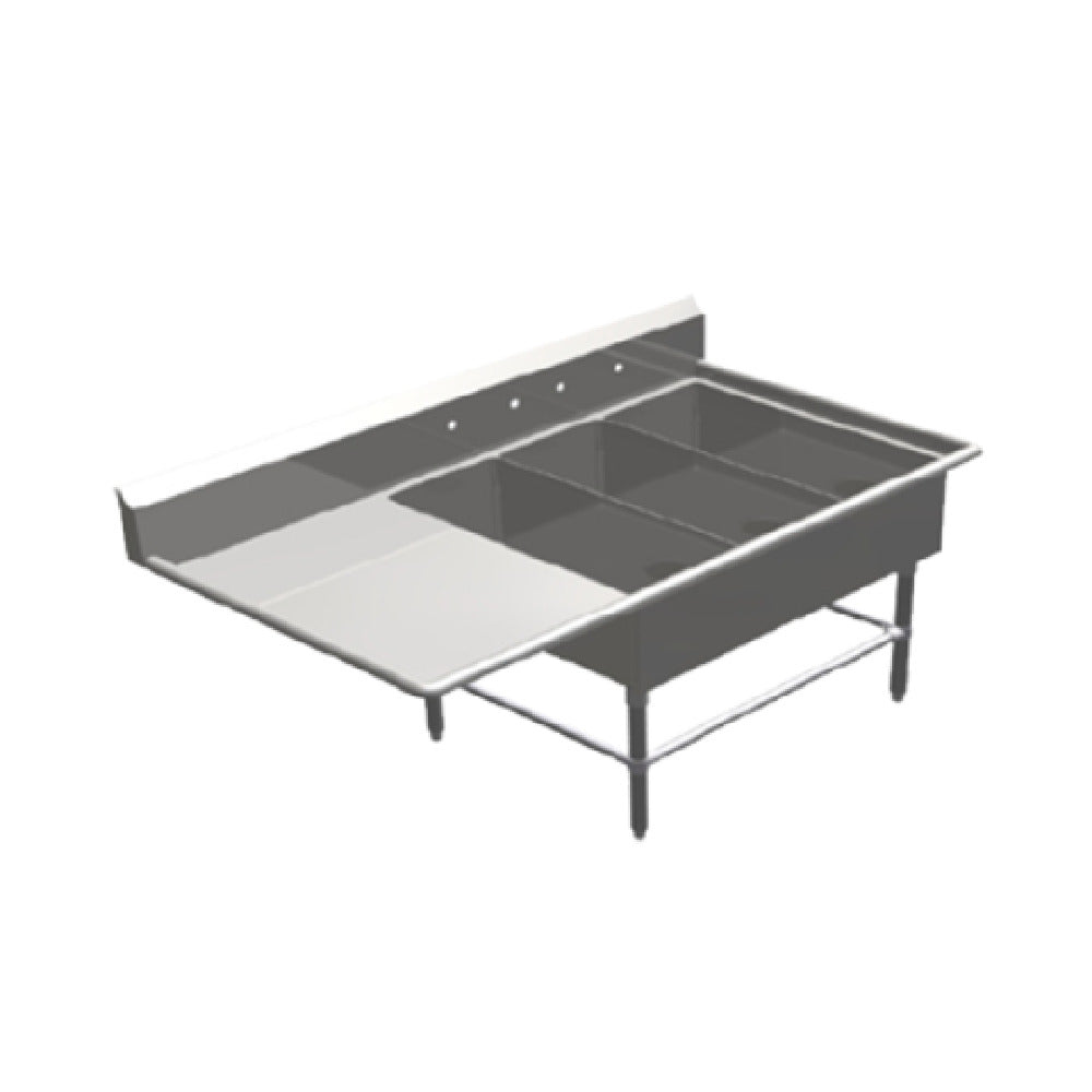 John Boos 3PB14314-1D18L Pro-Bowl Platter Sink 3-compartment 64-3/16"W X 36-1/2"D X 43"H Overall Size