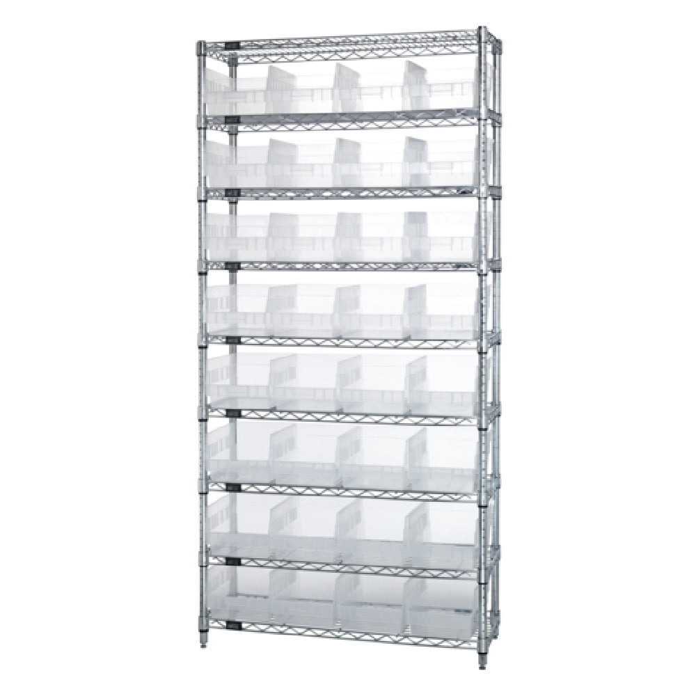 Quantum WR9-214CL Bin Wire Shelving System 36"W X 24"D X 74"H Overall Size 800 Lb. Capacity Per Shelf