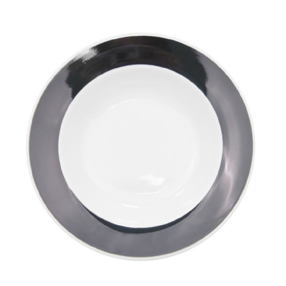 CAC China R-3-BLK Rainbow Soup Plate 12 Oz. 8-3/4" Dia. X 2"H