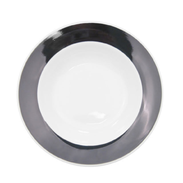 CAC China R-3-BLK Rainbow Soup Plate 12 Oz. 8-3/4" Dia. X 2"H