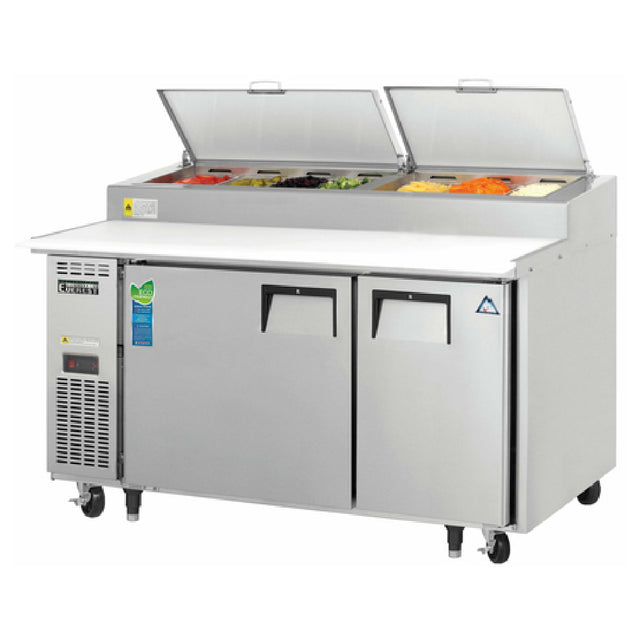 Everest Refrigeration EPPSR2 Pizza Prep Table Two-section 59-1/8"W
