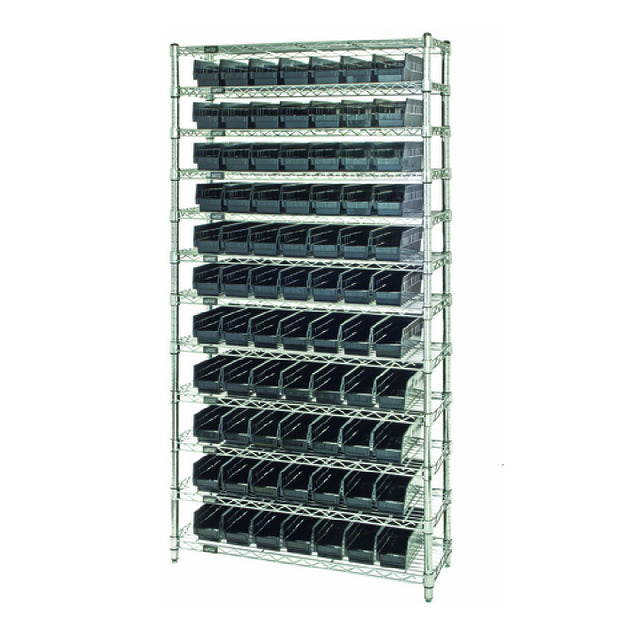 Quantum WR12-103CO Bin Wire Shelving System Conductive 36"W X 18"D X 74"H Overall Size