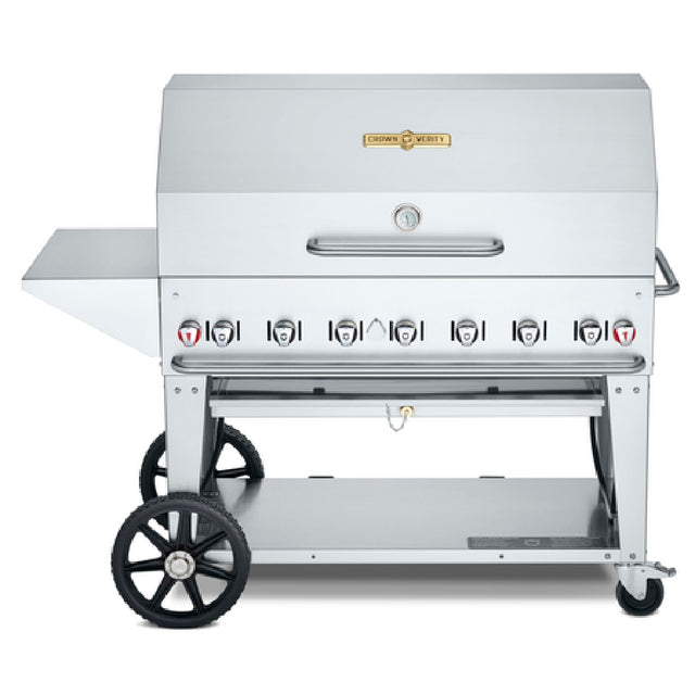 Crown Verity CV-MCB-48-SI50/100-PKG Mobile Outdoor Charbroiler LP Gas 46" X 21" Grill Area