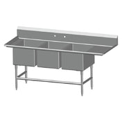 SPG 3SL1618-RD18 - Universal Stainless Sink, Three Compartment, 18" Right-hand Drainboard