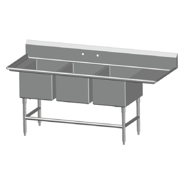 SPG 3SL2430-RD24 - Universal Stainless Sink, Three Compartment, 24" Right-hand Drainboard