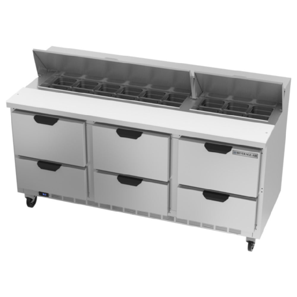 Beverage Air SPED72HC-18-6 Sandwich Top Refrigerated Counter Three-section 72"W