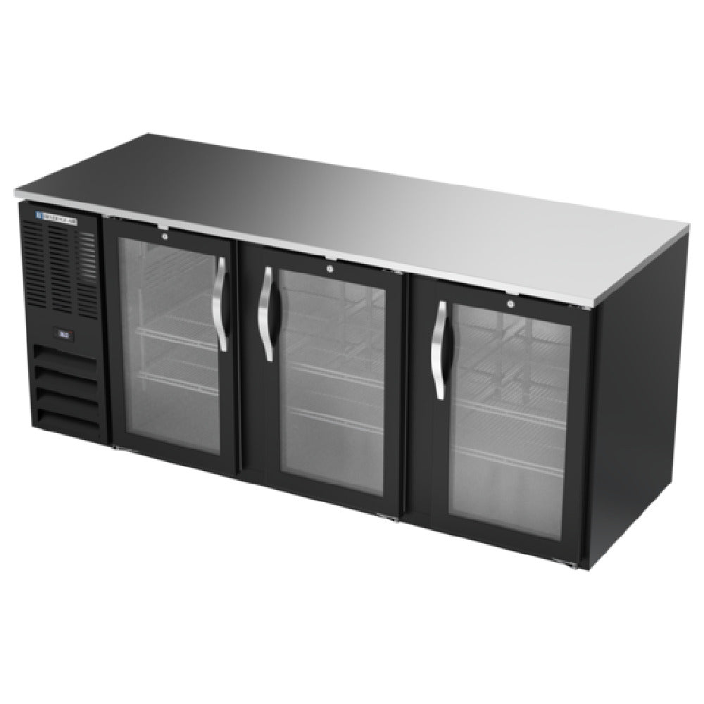 Beverage Air BB78HC-G-B - Refrigerated Back Bar Storage Cabinet, Three-section, 78"W X 30-3/8"D X 34"H