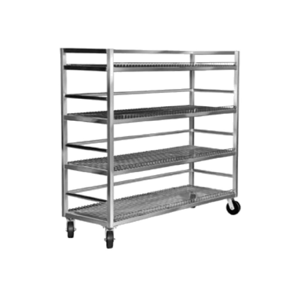 Channel MC2472-4 Glass / Oval Tray Rack Mobile Shelf Truck / Flight Cart 75"W X 25"D X 72"H