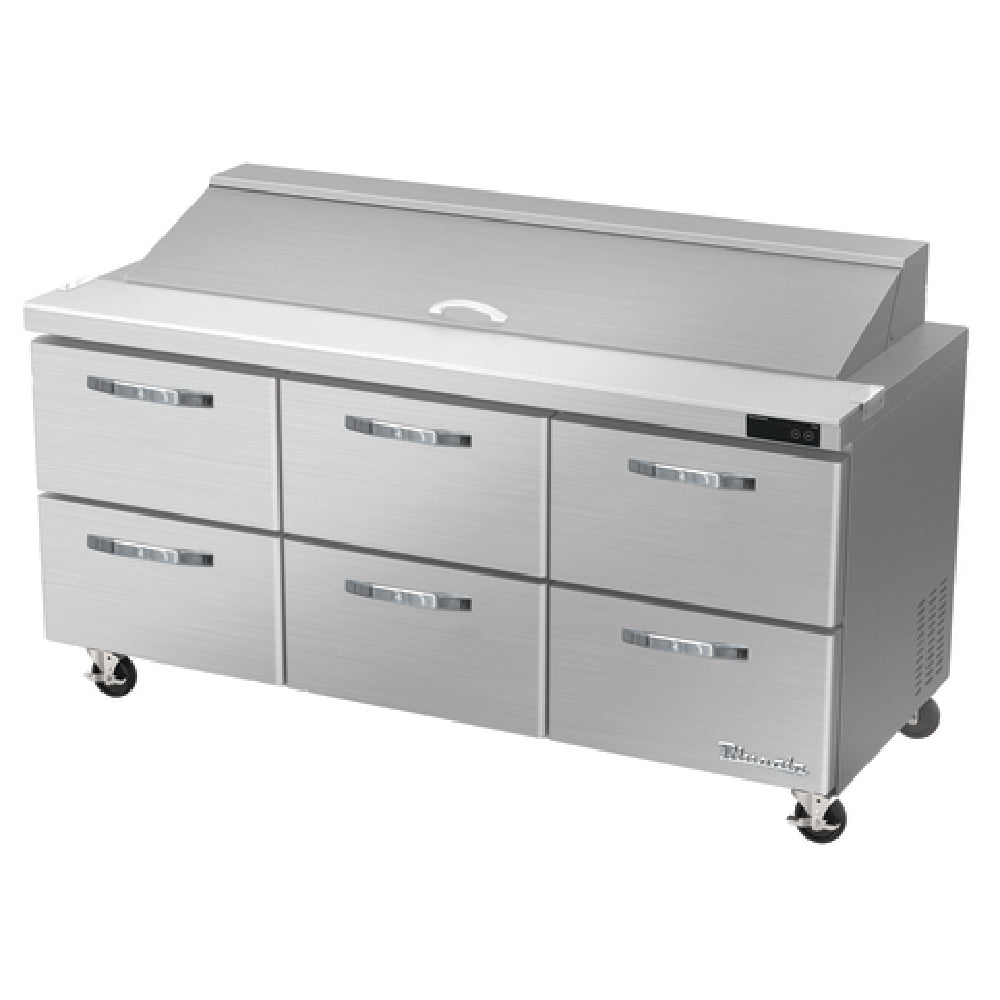 Blue Air BLPT72-D6-HC - Sandwich Prep Table, Three-section, 72-3/8"W