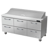 Blue Air BLPT72-D6-HC - Sandwich Prep Table, Three-section, 72-3/8"W