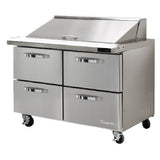 Blue Air BLMT48-D4-HC - Mega Top Sandwich Prep Table, Two-section, 48-3/8"W