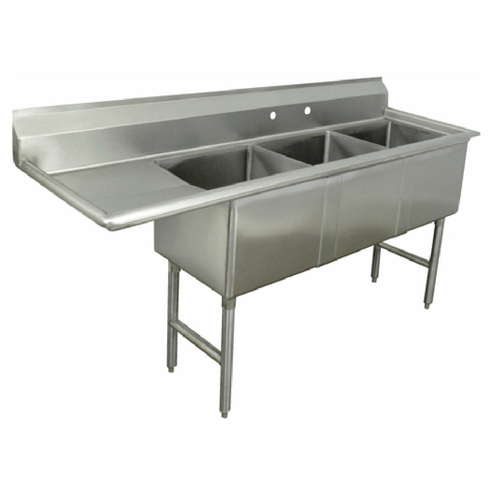 Advance Tabco FC-3-1620-18L-X Special Value Fabricated Sink 3-compartment 18" Left Drainboard