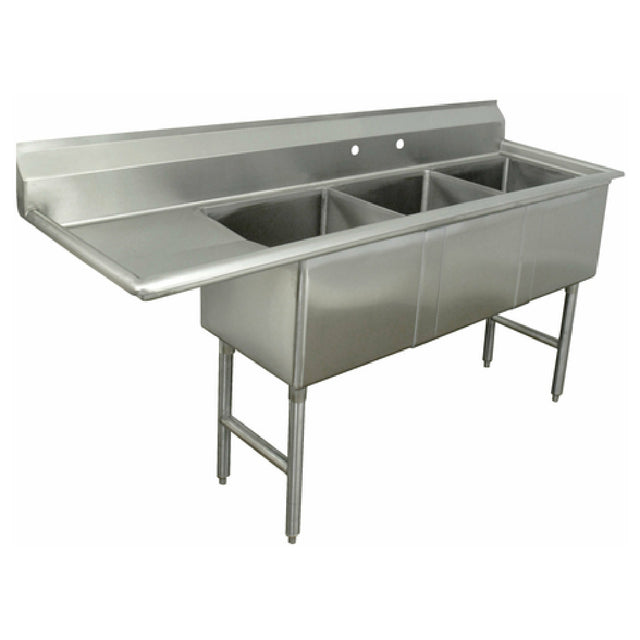 Advance Tabco FC-3-1620-18L-X Special Value Fabricated Sink 3-compartment 18" Left Drainboard