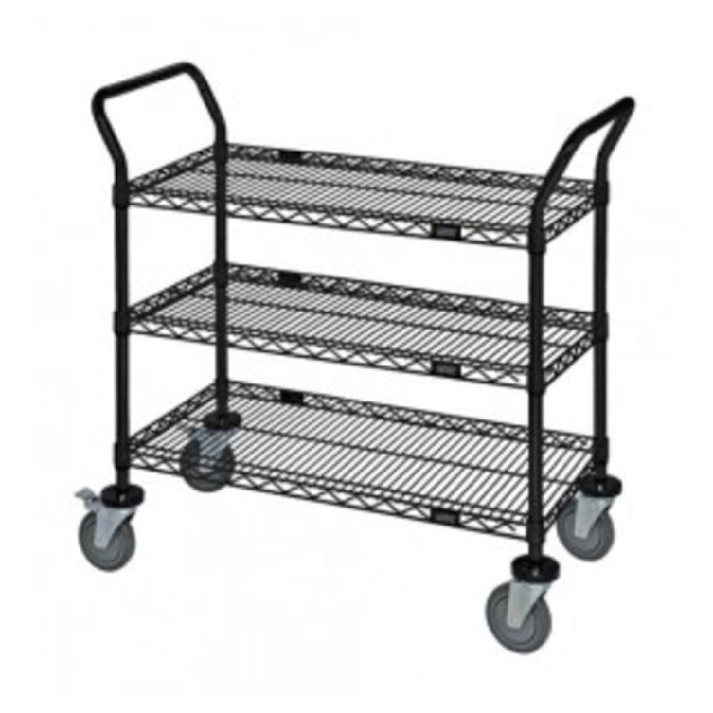 Quantum WRC-2448BK-3 Utility Cart 48"W X 24"D X 37-1/2"H (3) Wire Shelves