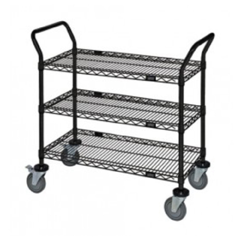 Quantum WRC-1848BK-3 Utility Cart 48"W X 18"D X 37-1/2"H (3) Wire Shelves