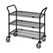 Quantum WRC-1848BK-3 Utility Cart 48"W X 18"D X 37-1/2"H (3) Wire Shelves