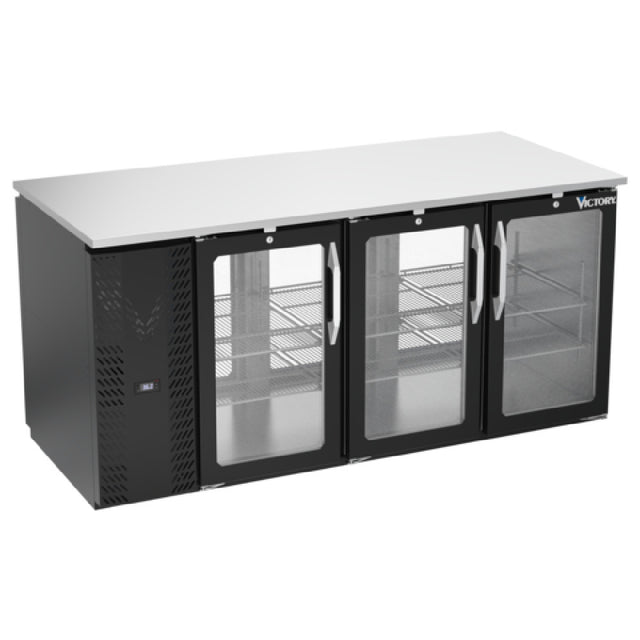 Victory VBB72HC-G-PT-B - Pass-Thru Back Bar Refrigerator, Three-section, 72"W X 32-3/4”D X 34"H
