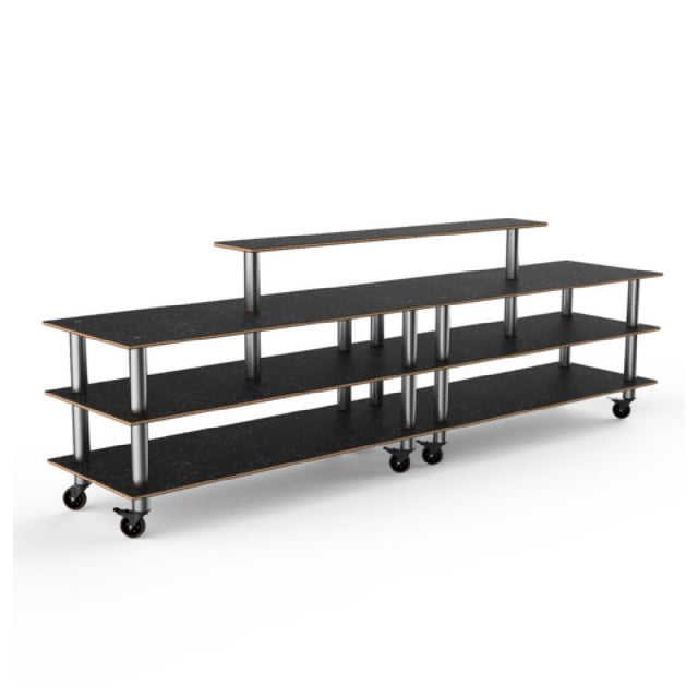 Steelite MGCMLB19MSXW - Modular Double Display Buffet Marble Black Stainless, 142.0" X 29.5" X 47.0"