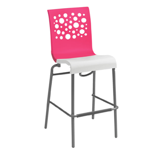 Grosfillex US836725 - Tempo Stacking Barstool, Resin Back With Circle Cutout, Resin Seat