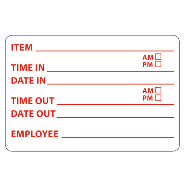 Hubert 86304 - Food Rotation Label, "Time/Date In/Out" 3" X 2", Rectangular