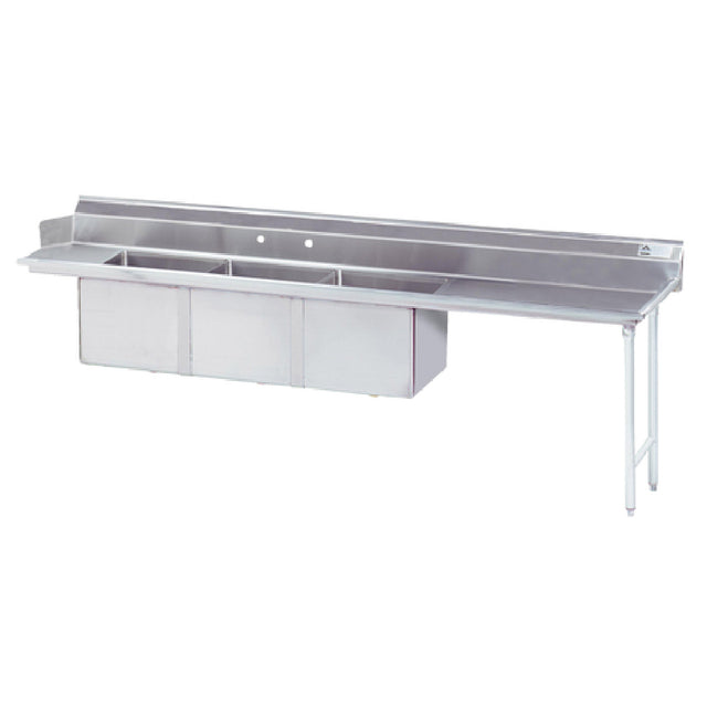 Advance Tabco DTC-3-1824-108R Dishtable With 3-compartment Sink 107”W (3) 18" X 24" X 14" Bowls