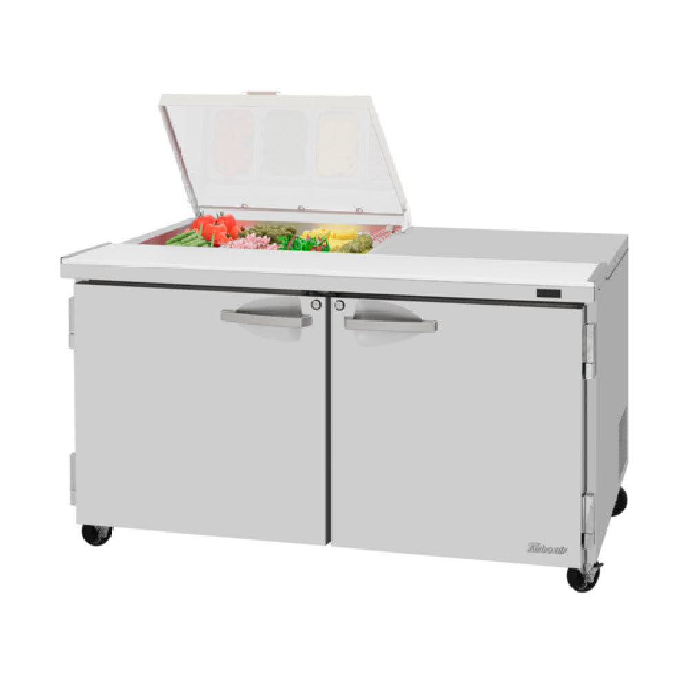 Turbo Air PST-60-08S-N-FCL PRO Series Sandwich/Salad Prep + Work Station With Flat Clear Lid