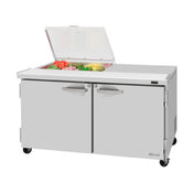 Turbo Air PST-60-08S-N-FCL PRO Series Sandwich/Salad Prep + Work Station With Flat Clear Lid