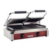 Hubert 48672 - Kratos® Commercial Double Panini Grill, 18.7"X9" Plate, Grooved Top And Smooth Bottom Plate