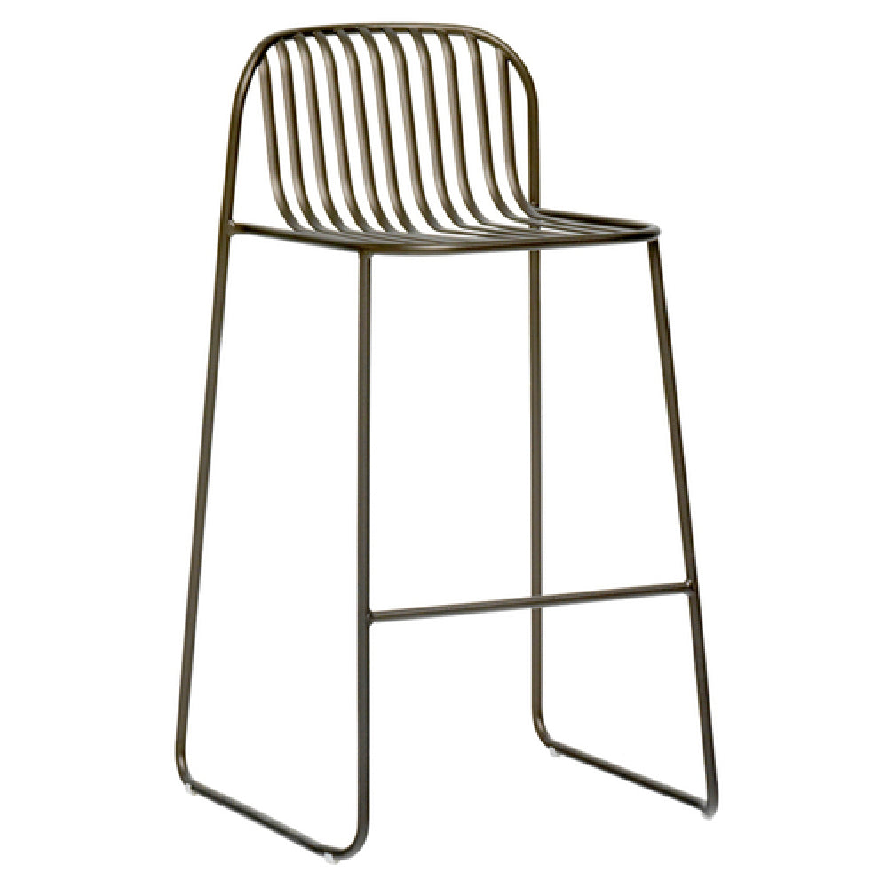 Emuamericas, Llc E436-24 - Riviera Stacking Barstool, Outdoor/indoor, Slatted Wrought Iron Back And Seat