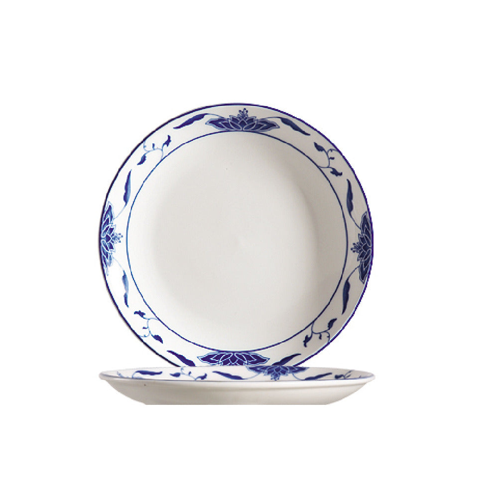 CAC China 103-16C Blue Lotus Plate 10" Dia. X 1-1/4"H Round