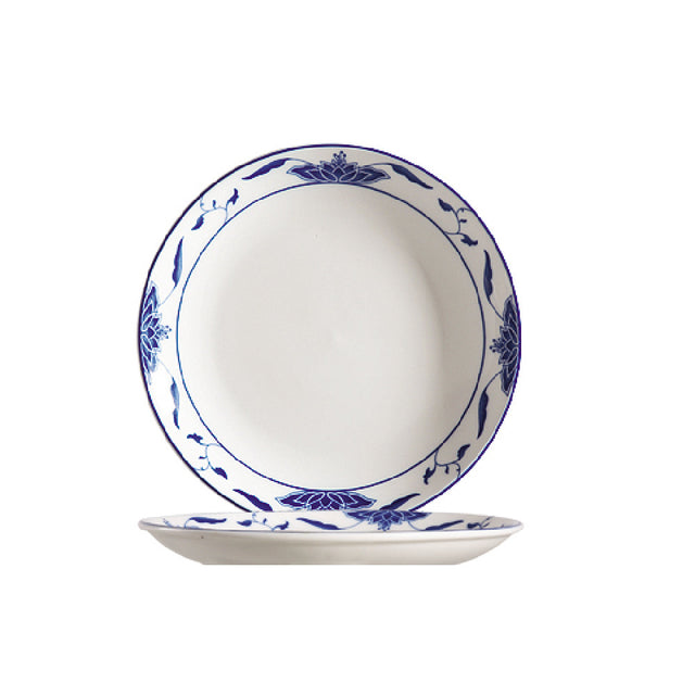 CAC China 103-16C Blue Lotus Plate 10" Dia. X 1-1/4"H Round