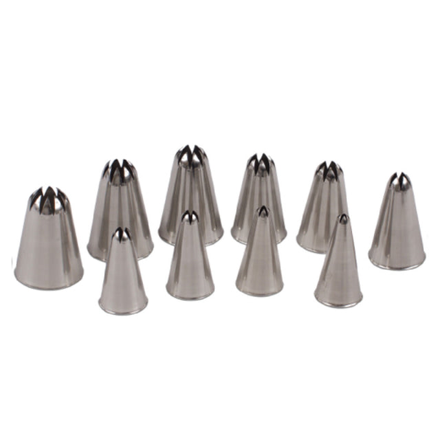 JB Prince B613 S Ateco Pastry Tube Tips Sizes 0- 9 Closed Star
