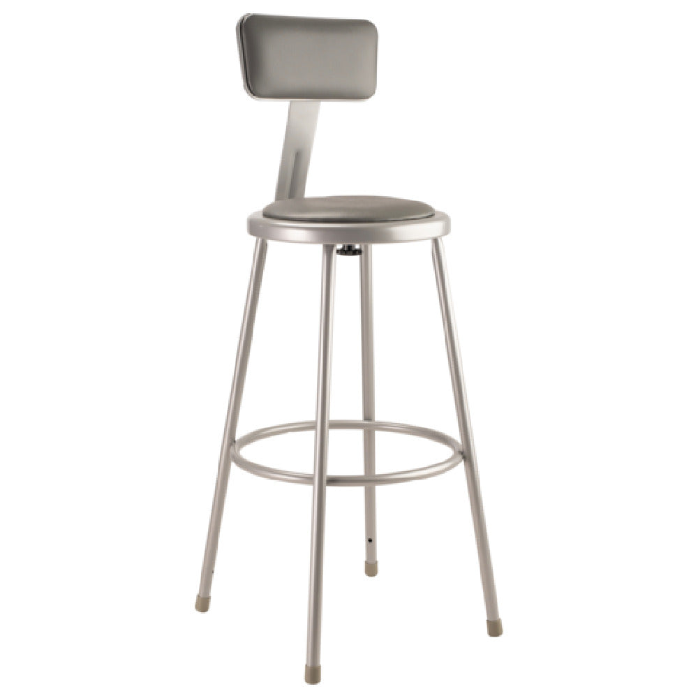 National Public Seating 6430B NPS® 30" Heavy Duty Vinyl Padded Steel Stool With Backrest