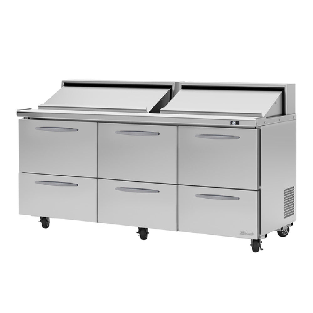 Turbo Air PST-72-D6-N PRO Series Sandwich/Salad Unit Three-section Rear Mount Self-contained Compressor