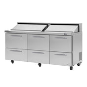 Turbo Air PST-72-D6-N PRO Series Sandwich/Salad Unit Three-section Rear Mount Self-contained Compressor