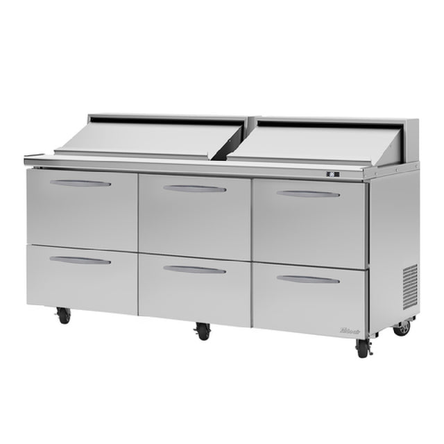 Turbo Air PST-72-D6-N PRO Series Sandwich/Salad Unit Three-section Rear Mount Self-contained Compressor