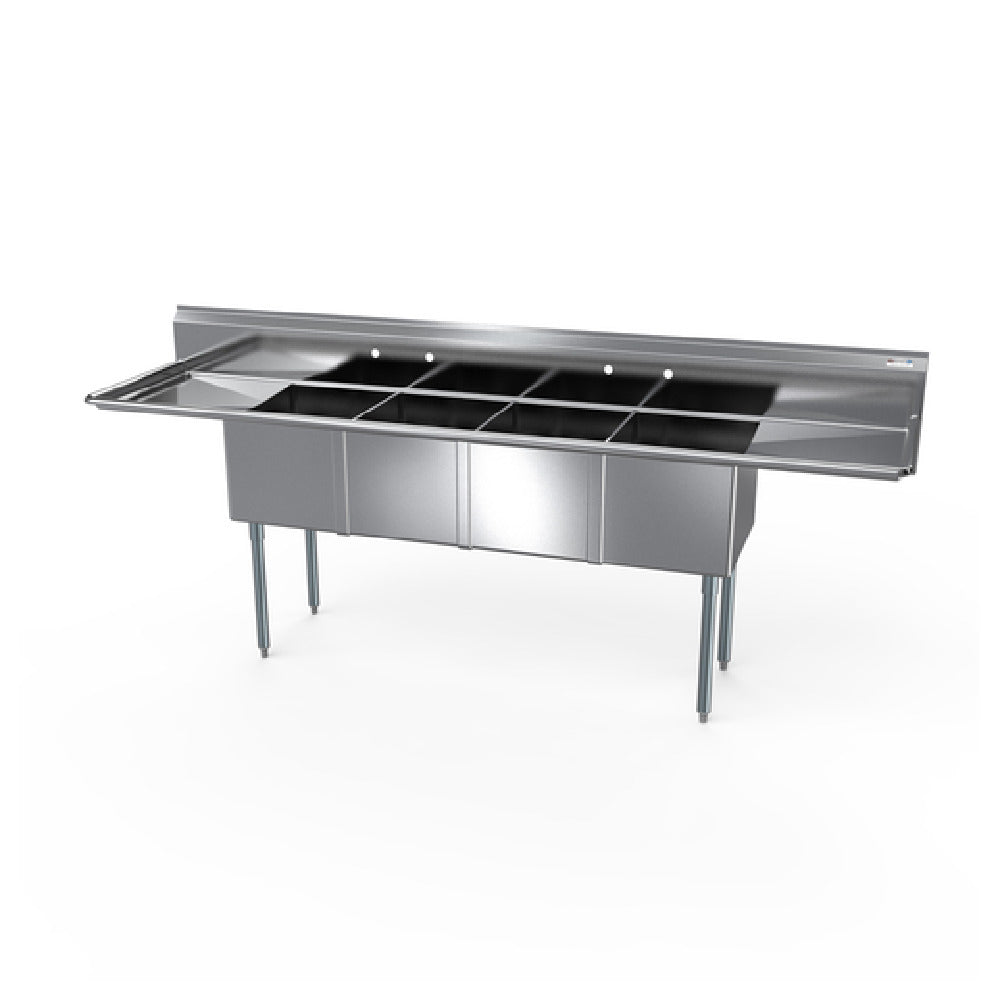 NBR Equipment 4SG-162014LR18 Economy Sink Four-compartment 100"W X 25-1/2"D X 43-3/4"H Overall Size