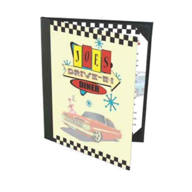 Menu Solutions PR60B Menu Cover Holds 5-1/2" X 11" Inserts Quad Panel Booklet With 6 Views
