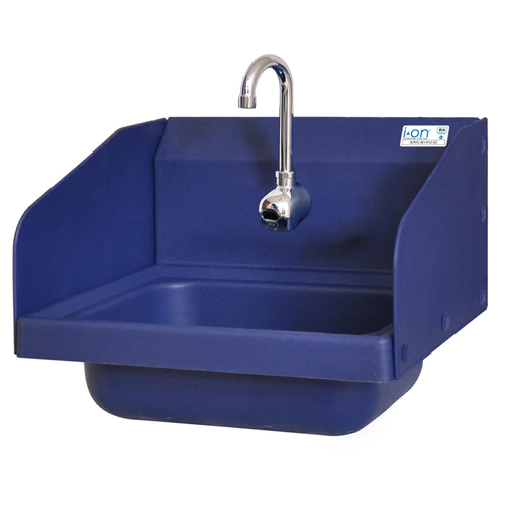 BK Resources APHS-W1410-1SSEFB Antimicrobial Hand Sink With (2) Side Splashes 14" Wide X 10" Front-to-back X 5" Deep Bowl