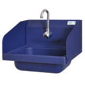BK Resources APHS-W1410-1SSEFB Antimicrobial Hand Sink With (2) Side Splashes 14" Wide X 10" Front-to-back X 5" Deep Bowl