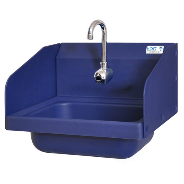 BK Resources APHS-W1410-1SSEFB Antimicrobial Hand Sink With (2) Side Splashes 14" Wide X 10" Front-to-back X 5" Deep Bowl