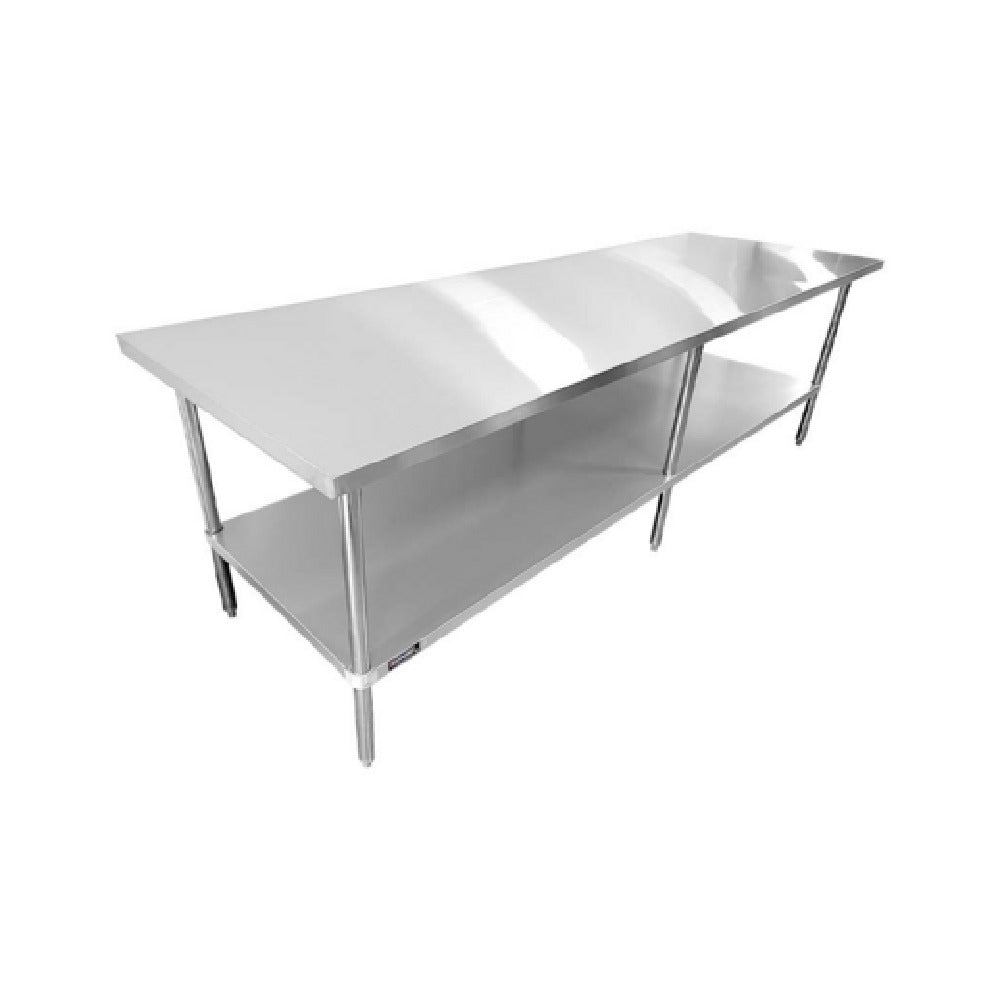 Sapphire Manufacturing SMTE-30108S Worktable 108"W X 30"D X 35"H 18/430 Stainless Steel Flat Top