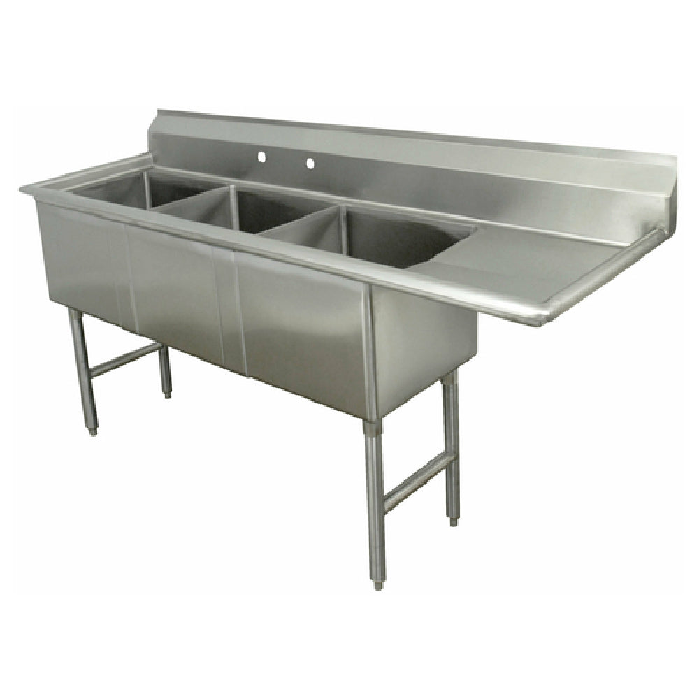 Advance Tabco FC-3-1620-18R-X Special Value Fabricated Sink 3-compartment 18" Right Drainboard